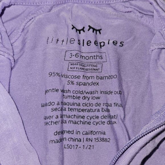 Little Sleepies Purple Bamboo Convertible Romper Double Zip Baby Size 3-6 Months - Picture 4 of 5